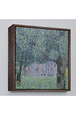 Ahşap Çerçeveli Gustav Klimt'İn Avusturya'Daki Çiftlik Evi Tablosu-8343