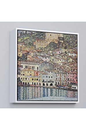 Ahşap Çerçeveli Gustav Klimt Garda Denizi Tablosu - Malcesine Am Gardasee-8344