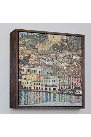 Ahşap Çerçeveli Gustav Klimt Garda Denizi Tablosu - Malcesine Am Gardasee-8344