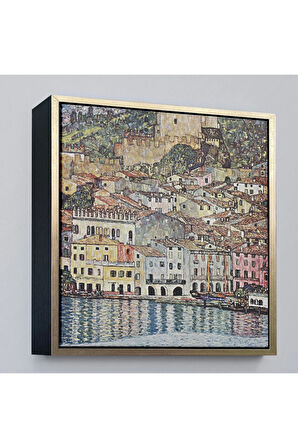 Ahşap Çerçeveli Gustav Klimt Garda Denizi Tablosu - Malcesine Am Gardasee-8344
