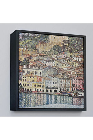 Ahşap Çerçeveli Gustav Klimt Garda Denizi Tablosu - Malcesine Am Gardasee-8344