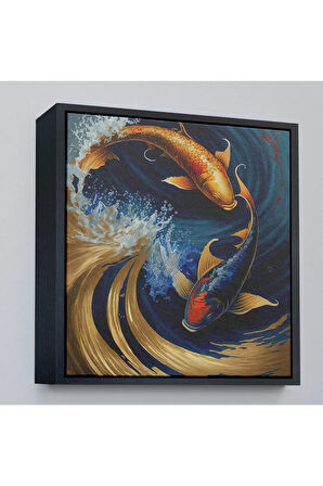 Ahşap Çerçeveli Koi Balığı Tablosu-8346