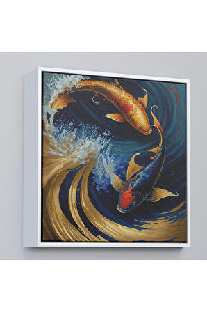 Ahşap Çerçeveli Koi Balığı Tablosu-8346