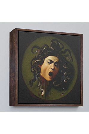 Ahşap Çerçeveli Caravaggio - Medusa Tablosu-8350