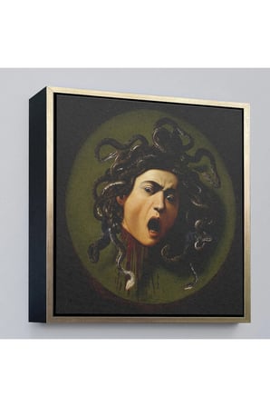 Ahşap Çerçeveli Caravaggio - Medusa Tablosu-8350