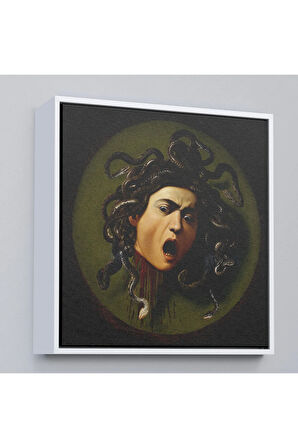 Ahşap Çerçeveli Caravaggio - Medusa Tablosu-8350