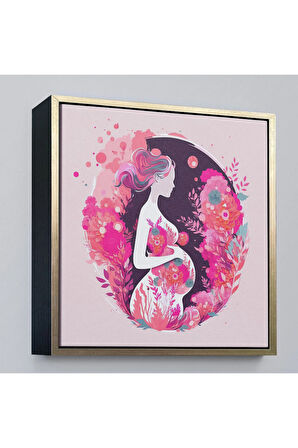 Ahşap Çerçeveli Hamile Anne Tablosu - Doktor Hediyesi-8351