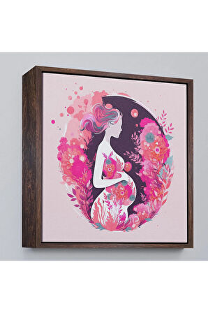 Ahşap Çerçeveli Hamile Anne Tablosu - Doktor Hediyesi-8351