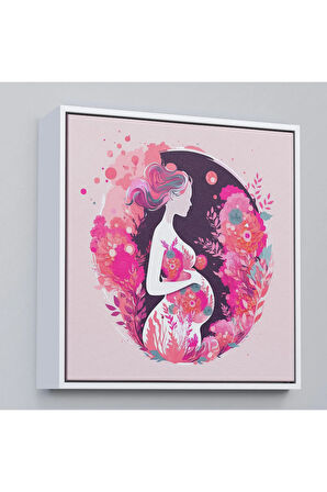 Ahşap Çerçeveli Hamile Anne Tablosu - Doktor Hediyesi-8351