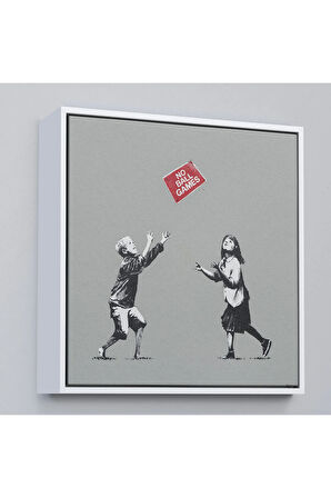 Ahşap Çerçeveli Banksy No Ball Games Tablosu-8352