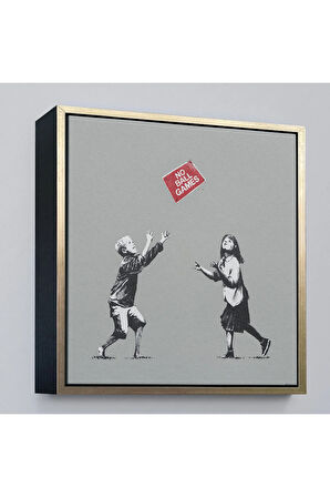 Ahşap Çerçeveli Banksy No Ball Games Tablosu-8352