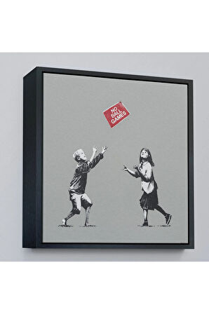 Ahşap Çerçeveli Banksy No Ball Games Tablosu-8352