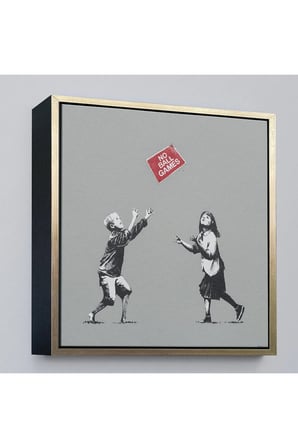 Ahşap Çerçeveli Banksy No Ball Games Tablosu-8352