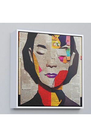 Ahşap Çerçeveli Gazete Ve Dergilerden Kadın Tablosu-8364