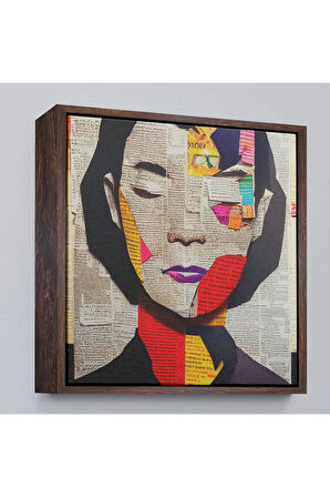 Ahşap Çerçeveli Gazete Ve Dergilerden Kadın Tablosu-8364