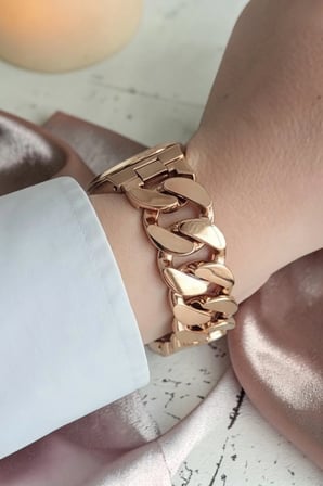 Zİncirli Model Çelik Bilezik Rose Gold Kadın Kol Saatİ
