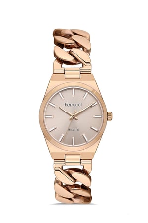 Zİncirli Model Çelik Bilezik Rose Gold Kadın Kol Saatİ