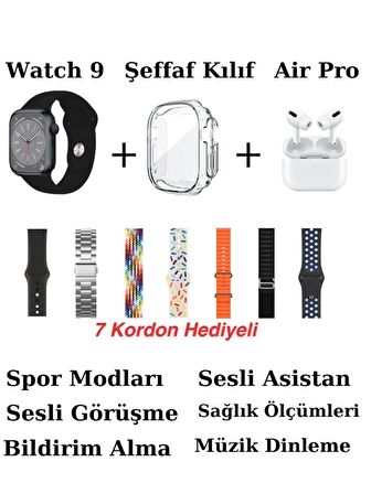 Watch 9 Akıllı Saat Hx Duo Watch 9 Akıllı Saat & 7 Kordon Şeffaf Kılık Ve Kulaklık Hediyeli