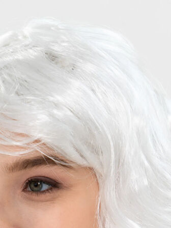 Beyaz Renk Kahküllü Dalgalı Uzun Parti Peruğu