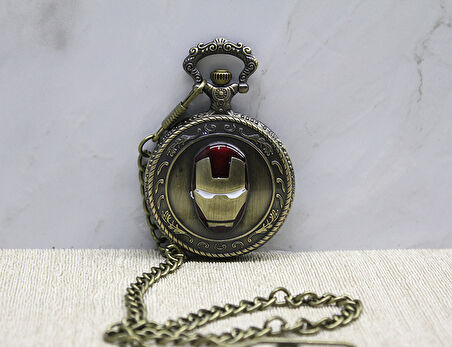 Iron Man Tasarımlı Köstekli Saat