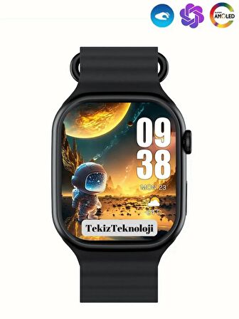 Watch 9 Pro Süper AMOLED Ekranlı Yapay Zeka Özellikli Akıllı Saat 2024 Siyah