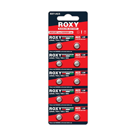 AG5 LR48/LR754/193/393 52 Mah Alkalin Düğme Pil 10 Lu Paket