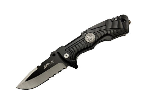 4-12-2 Siyah Kurtarma / Kamp Çakısı 21cm- Yarı Otomatik, Testere Detaylı, Cam Kırma Aparatlı