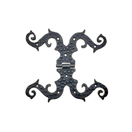 Antika Tarz Dekoratif Pirinç Süslü Menteşe - 190x170 mm, Oksit