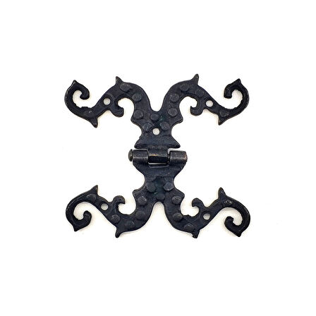 Antika Tarz Dekoratif Pirinç Süslü Menteşe - 100x90 mm, Oksit