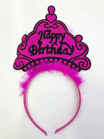 Happy Birthday Yazılı Neon Renk Taç 12 Adet