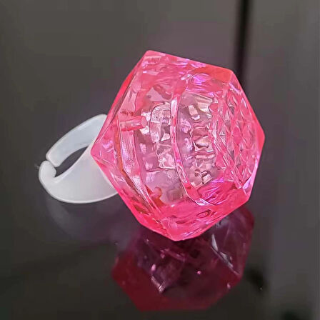 Kristal Tasarımlı Led Glow Işıklı 3 Modlu Pembe Yüzük 3.5 x 5 cm