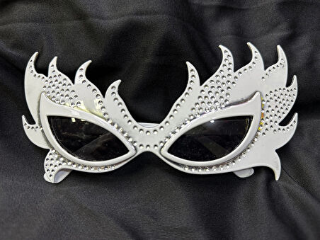 Taşlı Göz Kamaştıran Gecenin Yıldızı Beyaz Parti Alev Gözlük