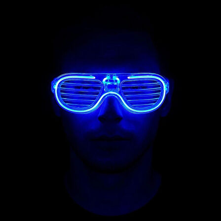 Mavi Led Işıklı Parti Gözlüğü - Neon Glow Gözlük 3 Modlu