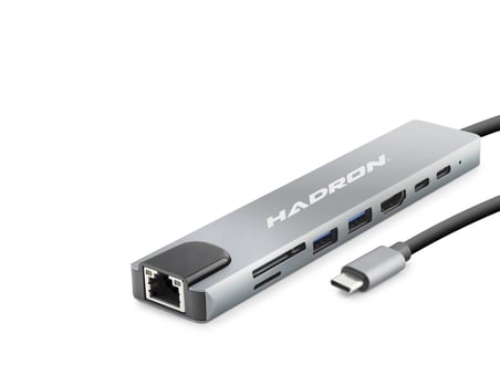 Type-C Combo Hub Hdmi 4K Usb 3.0 Lan Kart Okuyucu 8 Port - Gri HDX7841