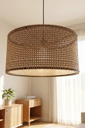 Antik Çağ Hasır Kumaş Başlıklı Sarkıt Avize (35cm)
