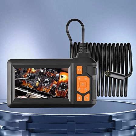 30 Mt Ekranlı 2 Kameralı Endoskop Yılan Kamera Sert Kablo Işıklı 8 MM