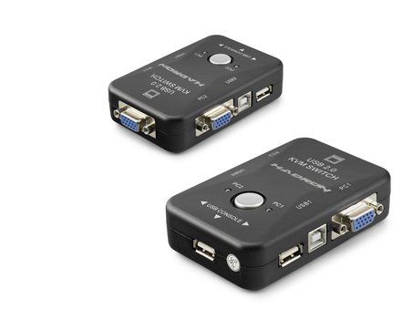 Vga Usb Kvm Switch 2 In 1 Out + 2 Port Usb Console + 2 Port Usb Pc (Klavye/Mouse + Yazıcı) - Siyah HDX1360