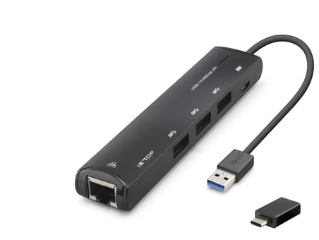 USB Type-c 3.2 Gen1 Hub (Gigabit Lan, 4 Port, 5 Gbps, Siyah-HDX7897)
