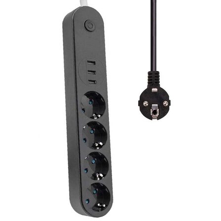 4 lü 2 Mt Uzatma Akım Korumalı Grup Priz (Isıya Dayanıklı, 3 Adet, USB 3402)