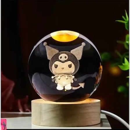 Işıklı Cam Küre (Kuromi Tasarımlı, Kod 63)