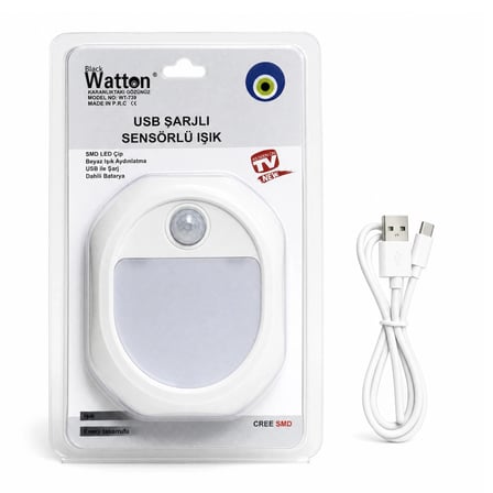 LED Lamba (Hareket Sensörlü, USB Şarjlı, WT-739)