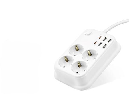 Uzatma Kablosu (Grup Priz, Topraklı, Termal Akım Korumalı, Anahtarlı, 3 Priz, 2 Usb, 1 Type-C, 2 Mt, Beyaz - SH4629)