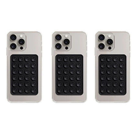 Telefon Arkası Silikon Vantuz Güçlü Tutucu Siyah 3 Adet