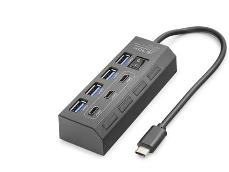 7 Port Type-C 3.2 Gen1 HUB (Anahtarlı, 5 Gbps, Siyah - HDX7057)