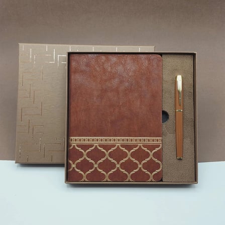 Lüks Defter Kalem Hediye Seti (Kutulu - Çizgili)