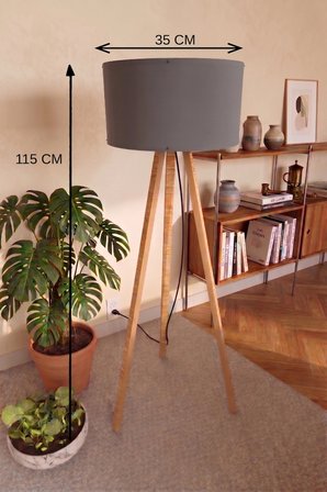 Antrasit Gri Kumaş Başlık 3 Ayaklı Tripod Lambader