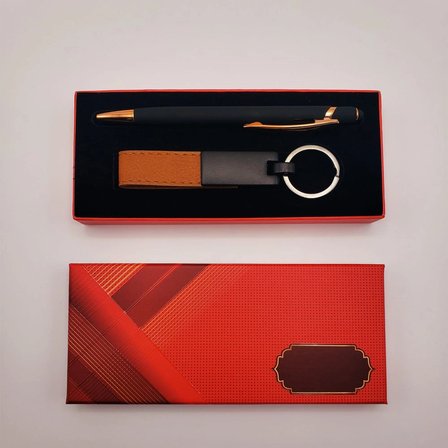 Deri Metal Anahtarlık Ve Kalem Set