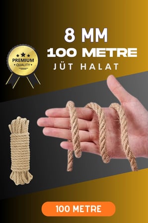 Jüt Halat Dekoratif Hasır Urgan İ̇P (8Mm, 100 Mt)
