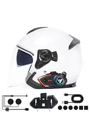 Yeni Model Y80-2x Motosiklet İntercom 2 Kişilik Bağlantı Rgb Işıklı Bluetooth Kulaklık Seti