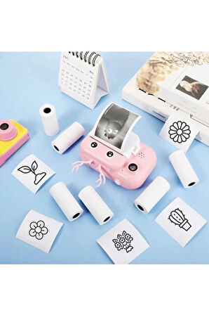 Çocuk Kamera Baskı Kağıdı, 5’li Rulo 57x25mm Çekirdekli Fotoğraf Baskı Termal Kağıt Rulo